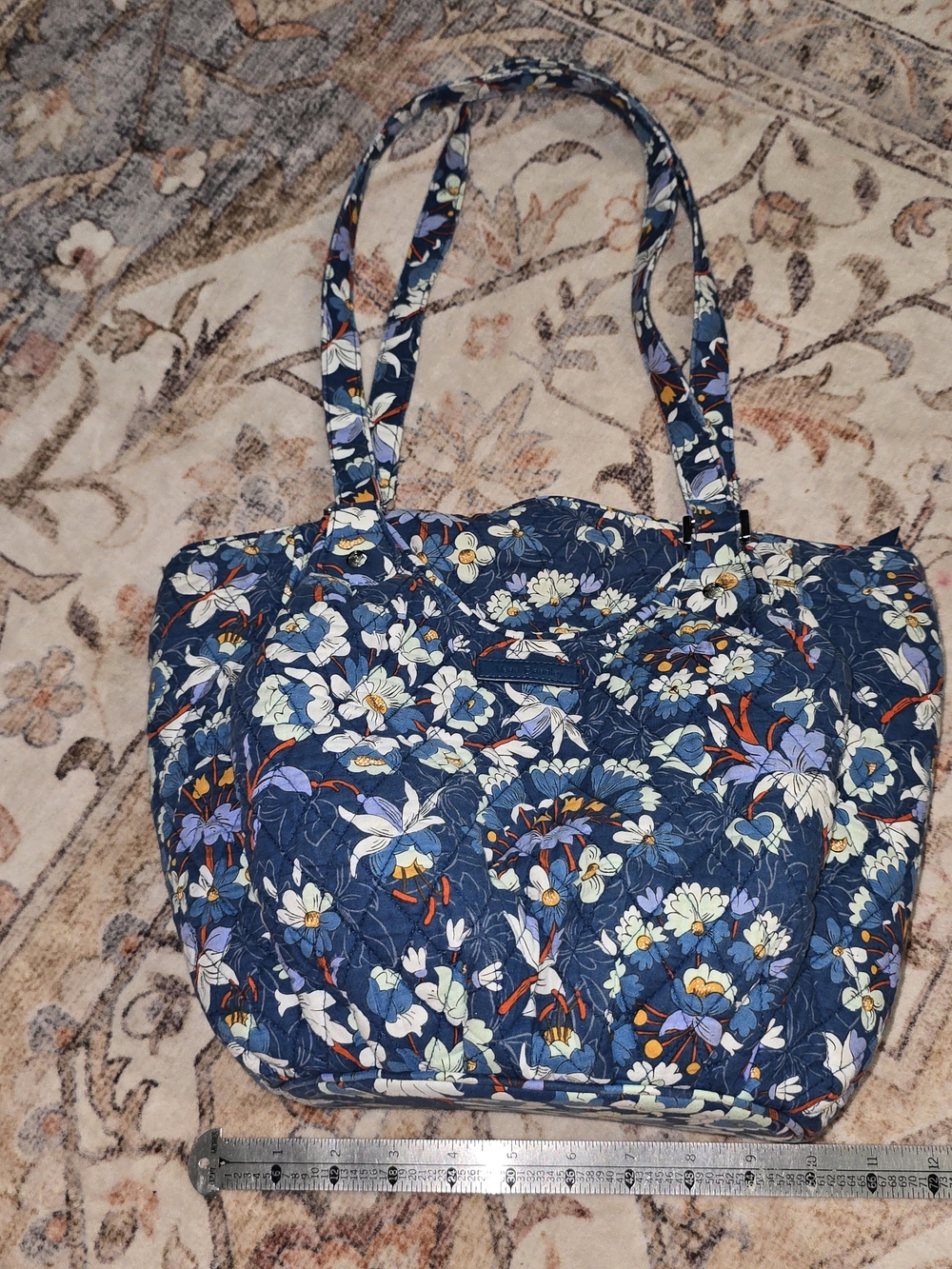 Vera Bradley Floral Bursts Quilted Navy Tote Bag